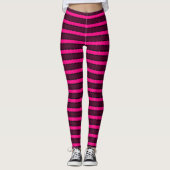 Hot Pink & Black Stripes Leggings (Voorkant)