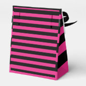 Hot Pink & Black Stripes Party Favor Tassen Bedankdoosjes (Achterkant)