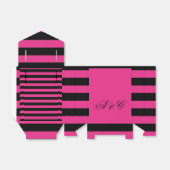 Hot Pink & Black Stripes Party Favor Tassen Bedankdoosjes (Uitgevouwen)