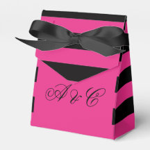 Hot Pink & Black Stripes Party Favor Tassen