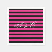 Hot Pink & Black Stripes Party Servetten (Voorkant)