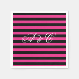 Hot Pink & Black Stripes Party Servetten