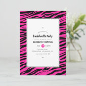 Hot-Pink & Black Tiger Stripes Bachelorette Party Kaart (Staand voorkant)