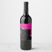 Hot Pink Black Wavy Silver en Logo Product Labels Wijn Etiket (Voorkant)