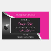 Hot Pink Black Wavy Silver Hearts Product Labels (Voorkant)