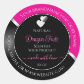 Hot Pink Black Wavy Silver Hearts Product Labels (Voorkant)