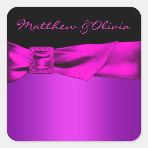 Hot Pink Black Wedding Favoriet Labels Envelop Afd