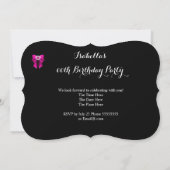 Hot Pink Black White Stripe Birthday Party Kaart (Achterkant)