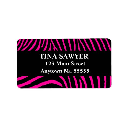Hot Pink Black Zebra Retouradreslabels Etiket (Voorkant)