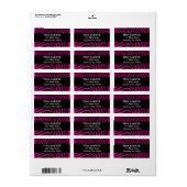 Hot Pink Black Zebra Retouradreslabels Etiket (Full Sheet)