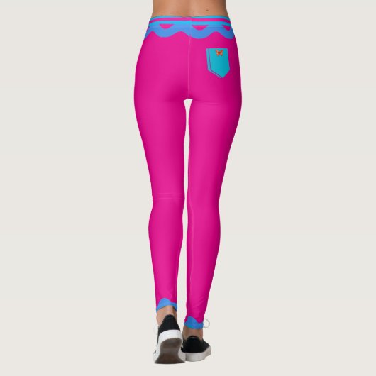 Hot Pink Bloemen Roos Modieuze Oefening Workout Leggings (Achterkant)