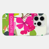 Hot Pink Blooming Geraniums Bloemist Aangepaste na Case-Mate iPhone Case (Achterkant (horizontaal))