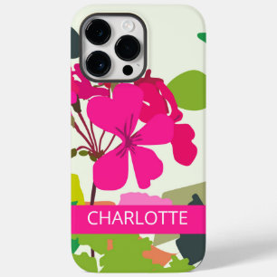 Hot Pink Blooming Geraniums Bloemist Aangepaste na Case-Mate iPhone 14 Pro Max Hoesje