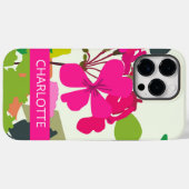Hot Pink Blooming Geraniums Bloemist Aangepaste na Case-Mate iPhone Case (Achterkant (horizontaal))