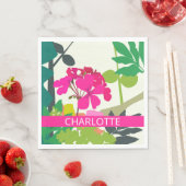 Hot Pink Blooming Geraniums Bloemist Aangepaste na Servet (Insitu)