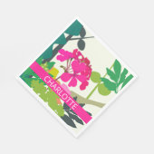 Hot Pink Blooming Geraniums Bloemist Aangepaste na Servet (Hoek)