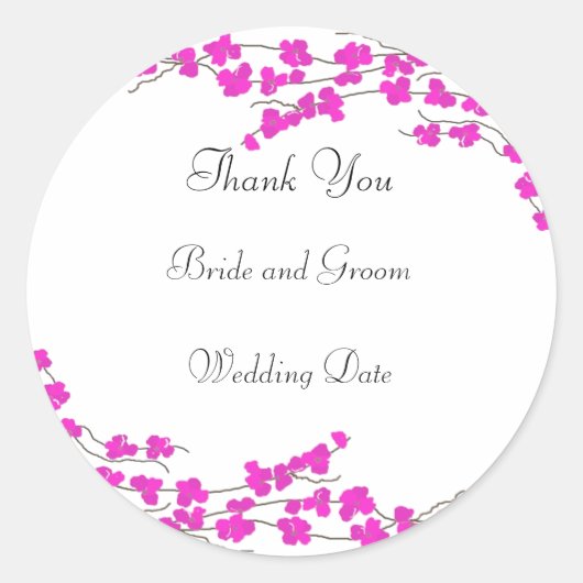 Hot Pink Blossom Weddenschap Bedankt Ronde Sticker (Voorkant)