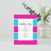 Hot Pink & Blue Cabana Stripes Kaart (Staand voorkant)