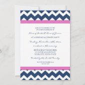 Hot Pink Blue Chevron Rehearsal Dinner Party Kaart (Achterkant)