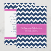 Hot Pink Blue Chevron Rehearsal Dinner Party Kaart (Voorkant / Achterkant)