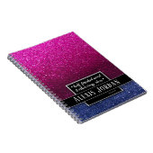 Hot Pink Blue Ombre Glitter Black White Monogram N Notitieboek (Rechterzijde)