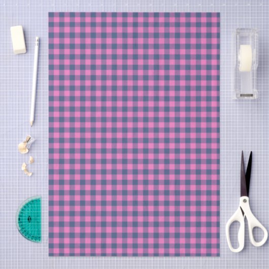 Hot Pink Blue Purple Gingham Pattern Geometric  Tissuepapier (Craft)