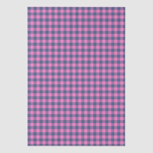 Hot Pink Blue Purple Gingham Pattern Geometric  Tissuepapier (Voorkant)