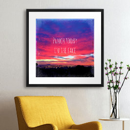Hot Pink Blue Sunset Foto Punch Today in Face Poster