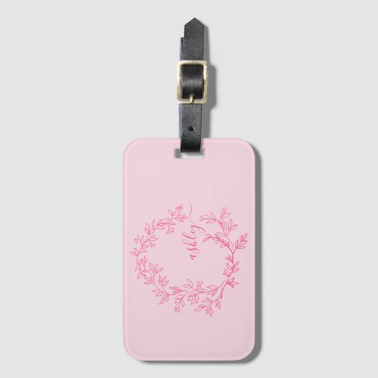 Hot Pink Blush World Traveler Monogram Naam Bagagelabel (Voorkant (verticaal))