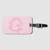 Hot Pink Blush World Traveler Monogram Naam Bagagelabel (Voorkant (horizontaal))