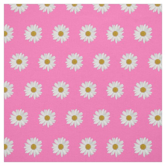 Hot Pink Bohemian Daisy Pattern Stof (Swatch)