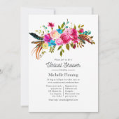 Hot-Pink Boho Chic Floral Virtual Baby shower Kaart (Voorkant)