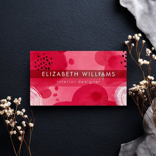 Hot Pink Boho Modern Minimalist Business Card Visitekaartje