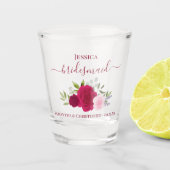 Hot Pink Boho Rozen Elegante bruidsmeisje bruiloft Shot Glas (Voorkant)