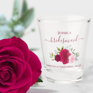 Hot Pink Boho Rozen Elegante bruidsmeisje bruiloft Shot Glas