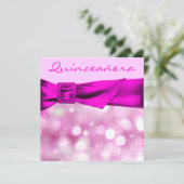 Hot Pink Bokeh Sparkle Quinceanera Kaart (Staand voorkant)
