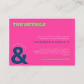 Hot Pink Bold Ampersand Speelse bruiloft Details Informatiekaartje (Voorkant)
