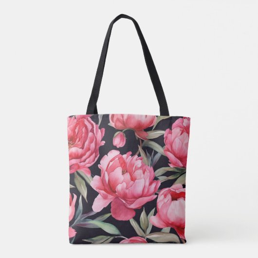 Hot Pink Bold Bloemen Tote Bag (Achterkant)