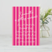 Hot Pink Bold Stripes Script Bachelorette Party Kaart (Staand voorkant)
