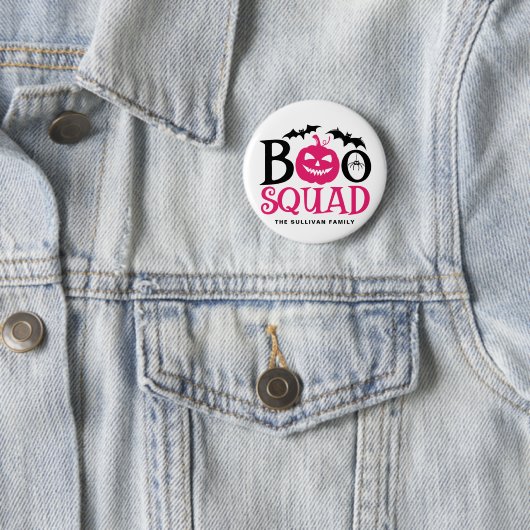 Hot Pink Boo Squad Spooky Lettering Halloween Ronde Button 5,7 Cm (In situ)