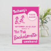 Hot Pink Boots Nash Bash Bachelorette Uitnodiging (Staand voorkant)