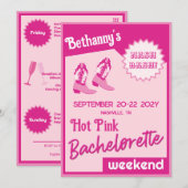 Hot Pink Boots Nash Bash Bachelorette Uitnodiging (Voorkant / Achterkant)