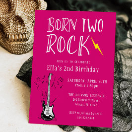 Hot Pink Born Two Rock Gitaar 2e Verjaardagsfeestj Kaart