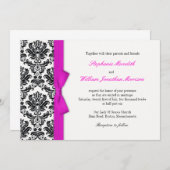 Hot Pink Bow met uitnodiging tot huwelijk (Voorkant / Achterkant)