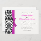 Hot Pink Bow met uitnodiging tot huwelijk (Voorkant / Achterkant)