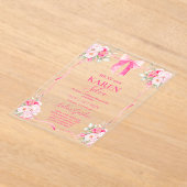 Hot Pink Bow Quinceanera Acryl Uitnodiging (Laagn)