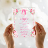 Hot Pink Bow Quinceanera Acryl Uitnodiging