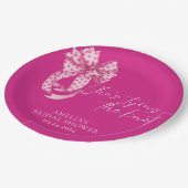 Hot Pink bow Ze is het binden van de knoop Vrijgez Papieren Bordje (Gekanteld)