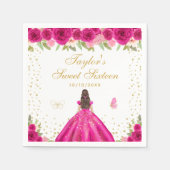 Hot Pink Brunette Hair Princess Sweet Sixteen Servet (Voorkant)