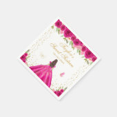 Hot Pink Brunette Hair Princess Sweet Sixteen Servet (Hoek)